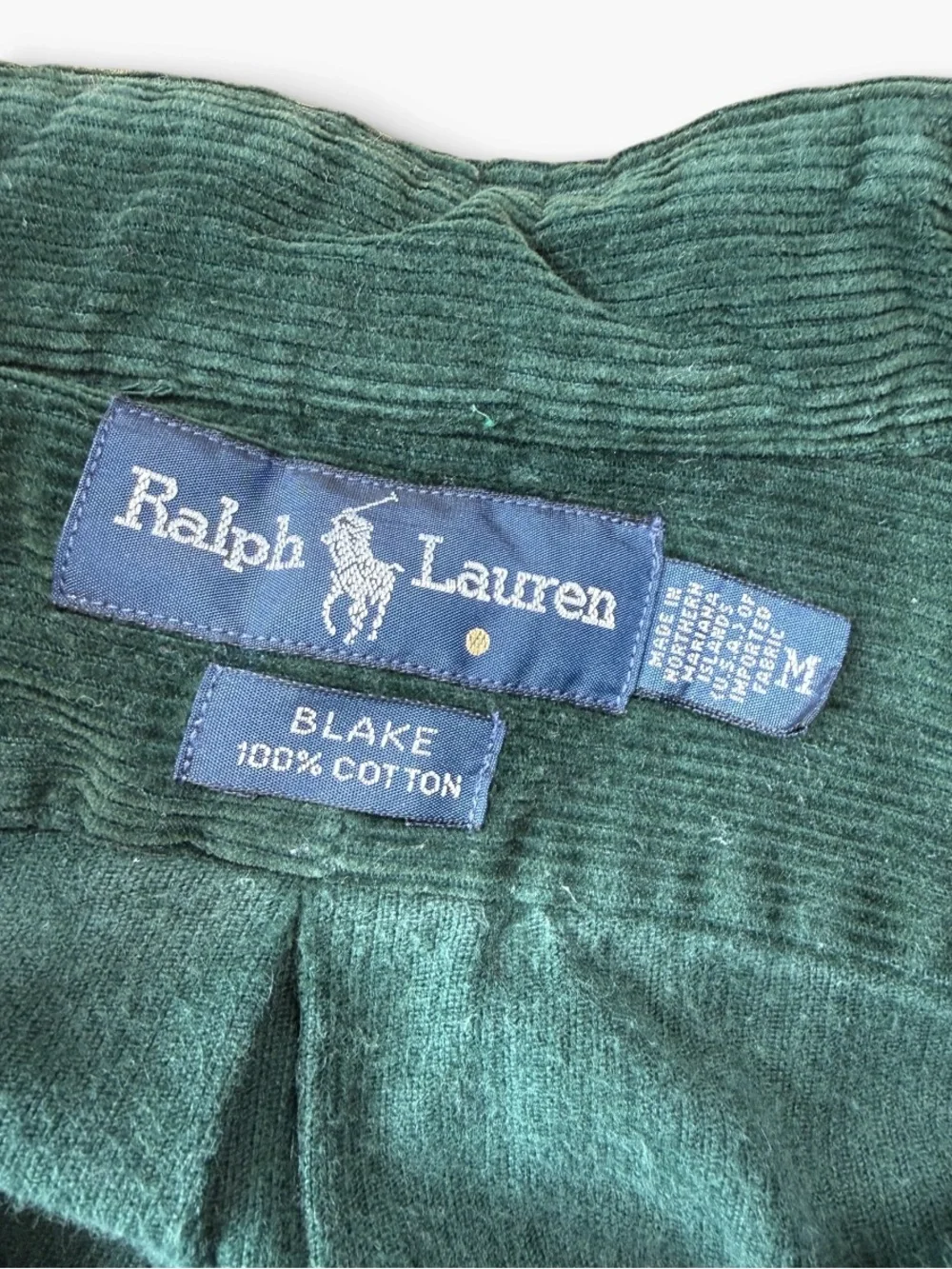 Ralph Lauren Blake Corduroy Button Down Shirt Green Mens Medium